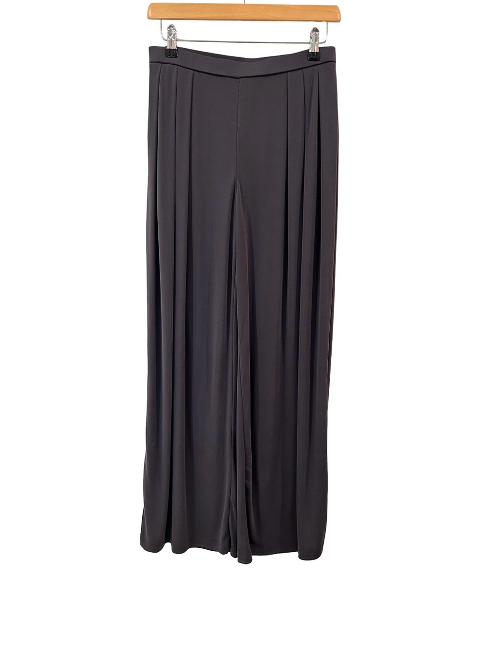 OGL women’s Pleated Wide Leg Palazzo Pants M grey modal Pockets 31.5” inseam NWT